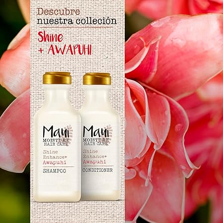 Maui Moisture Shine + Awapuhi Moisturizing Vegan Conditioner with Oils for Shiny Hair Silicone & Sulfate Free Surfactant Aloe Conditioner to Hydrate Detangle Hair, Coconut, 13 Fl Oz