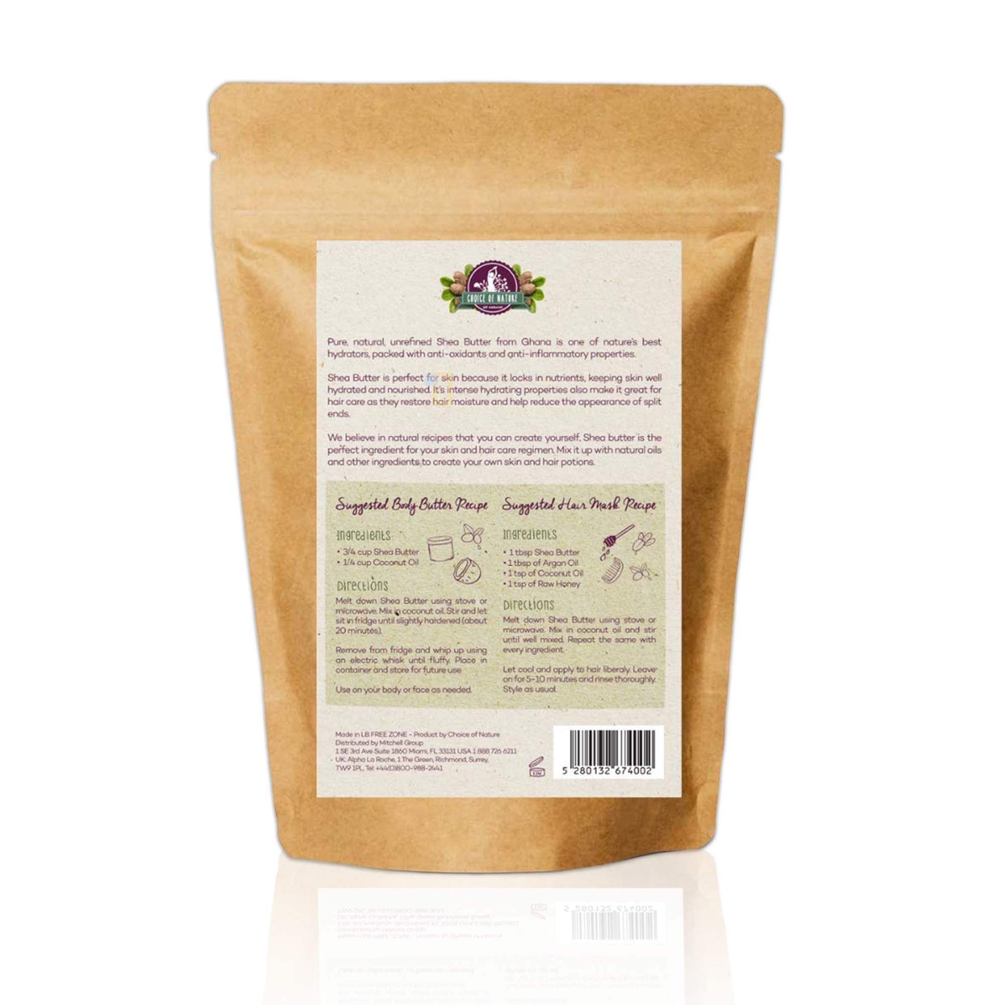 Unrefined Shea Butter Raw Organic 16 oz / 453 g Body Butter for Dry Skin, Stretch Marks Natural Moisturizing Formula for Women and Men