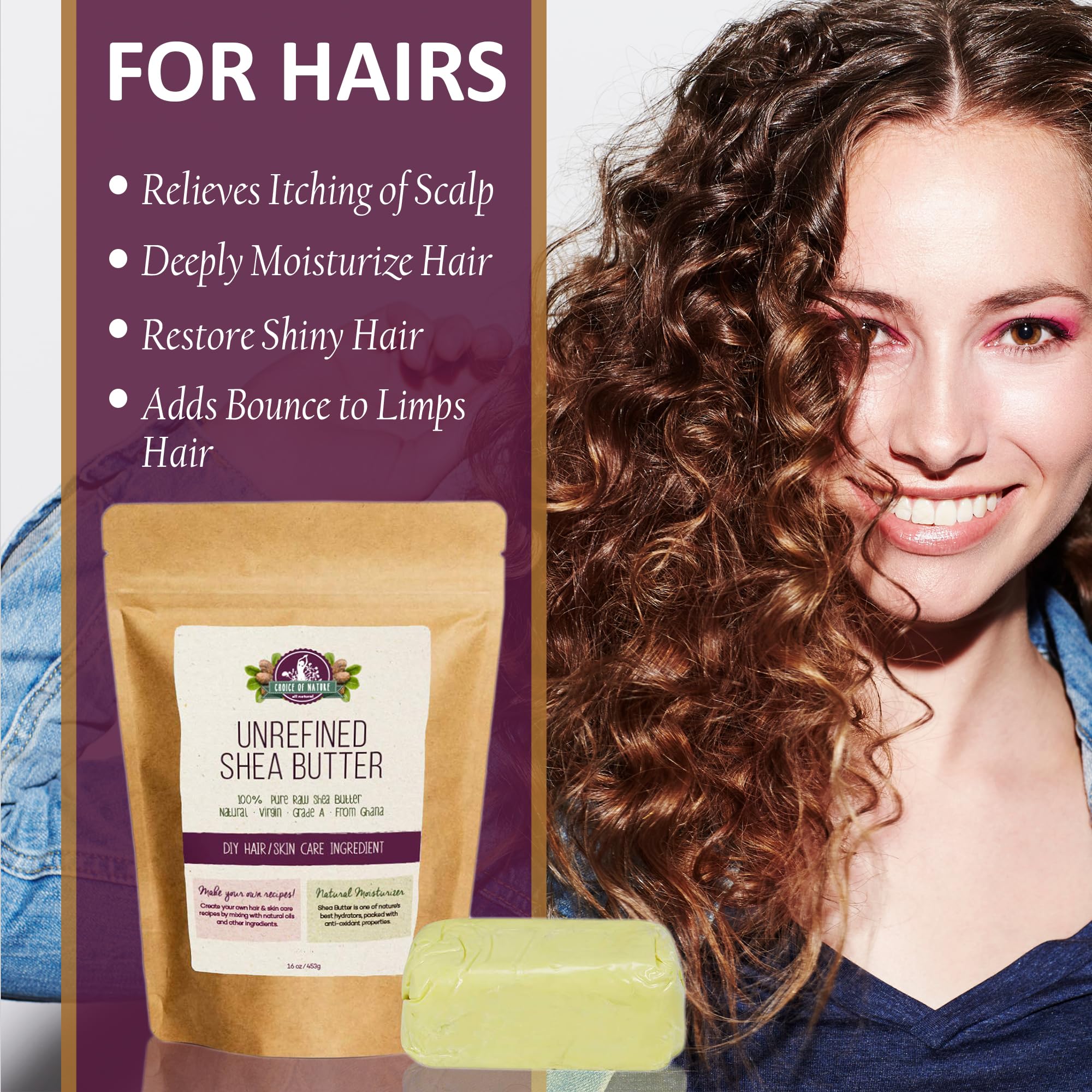 Unrefined Shea Butter Raw Organic 16 oz / 453 g Body Butter for Dry Skin, Stretch Marks Natural Moisturizing Formula for Women and Men