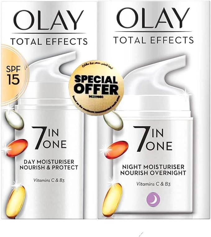 Olay Face Moisturizer Total Effects 7in1:Day Moisturiser 50 ml + Night Moisturiser 50 ml