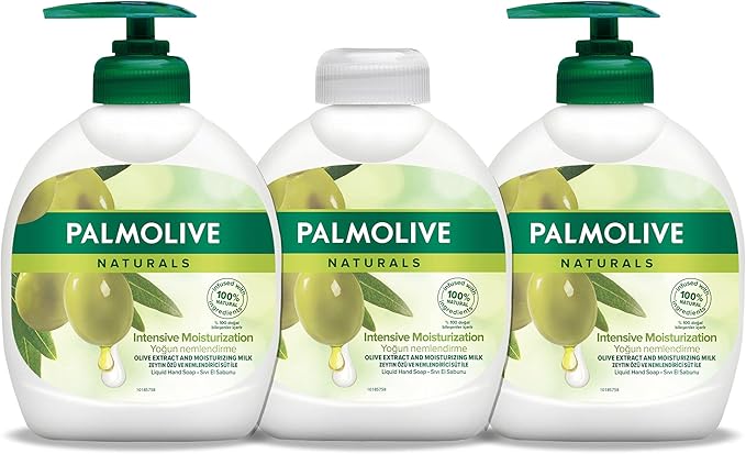 Palmolive Liquid Hand Soap Pump, Olive & Milk, 3 X 300 Ml