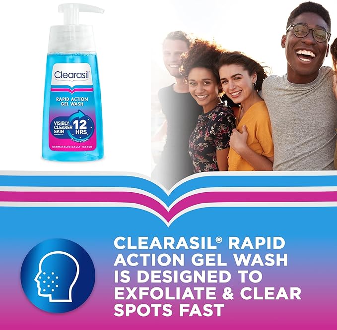 Clearasil Ultra Rapid Action Gel Wash, Unblock Pores For A Visibly Clearer Skin, Remove Dirt, Oil & Spots, 150 ml (Pack of 1)