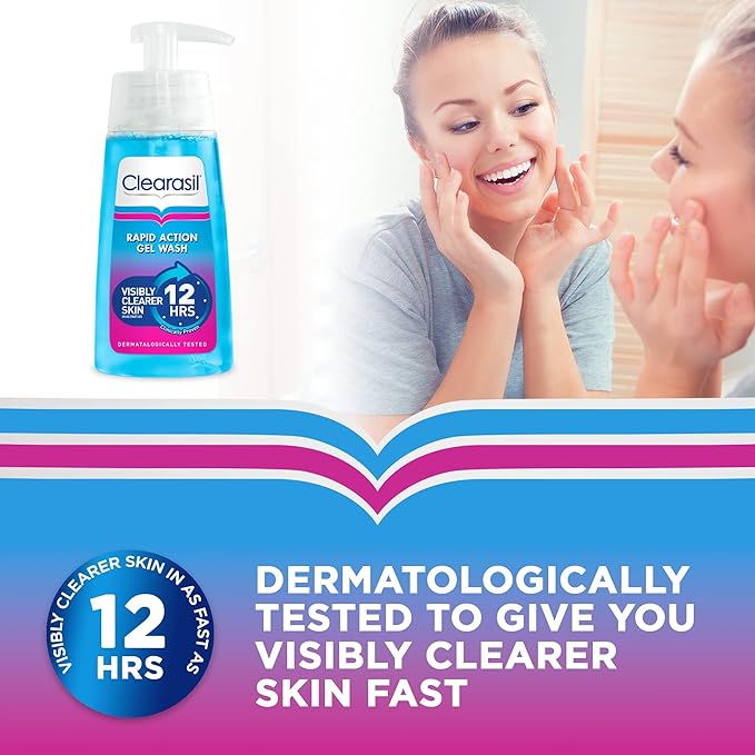 Clearasil Ultra Rapid Action Gel Wash, Unblock Pores For A Visibly Clearer Skin, Remove Dirt, Oil & Spots, 150 ml (Pack of 1)