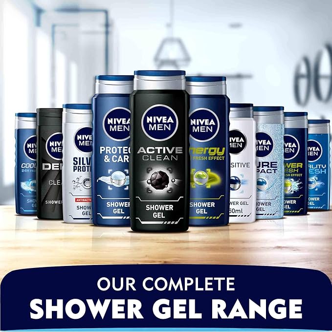 NIVEA MEN 3in1 Shower Gel, Power Fresh 24h Fresh Effect Citrus Scent, 2x500ml