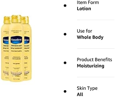 Vaseline Intensive Care Spray Moisturizer Essential Healing, 190ml (Pack of 3)