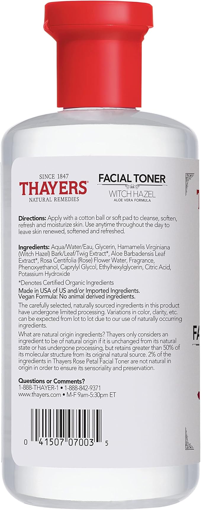 Thayers Alcohol-Free Witch Hazel With Organic Aloe Vera Formula Toner, Rose Petal