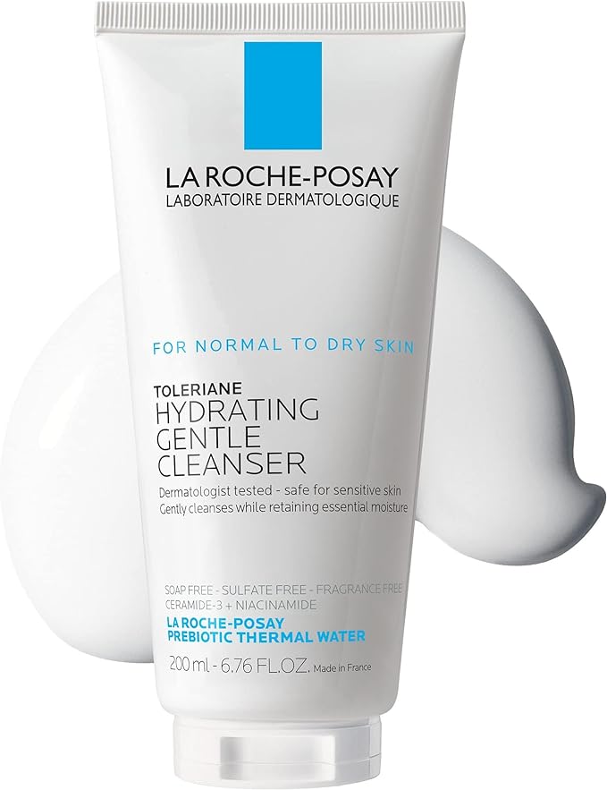 La Roche-Posay Toleriane Hydrating Gentle Facial Cleanser, Daily Face Wash with Ceramide and Niacinamide for Normal to Dry Sensitive Skin