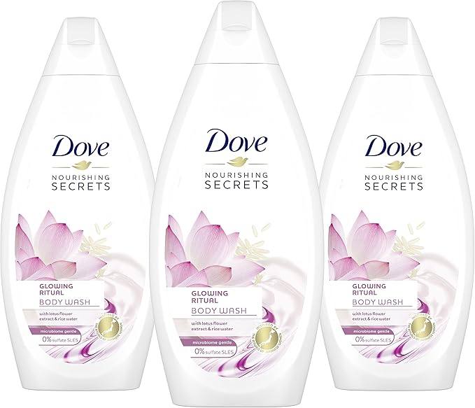 Dove Nourishing Secrets Glowing Ritual Shower Gel Body wash With Lotus Flower Extract And Rice Milk, 500ml Pack of 3