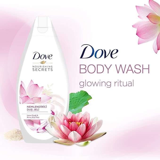 Dove Nourishing Secrets Glowing Ritual Shower Gel Body wash With Lotus Flower Extract And Rice Milk, 500ml Pack of 3