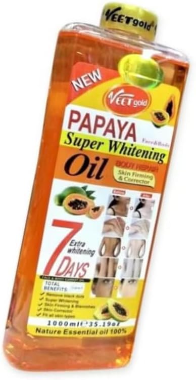 VeetGold Papaya Super Whitening Body Oil, 1000ml, 7 Days Extra Whitening