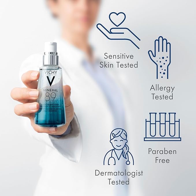 Vichy Mineral 89 Hyaluronic Acid Face Serum | Facial Gel Moisturizer and Pure Hyaluronic Acid Moisturizing and Hydrating Serum for Sensitive Skin and Dry Skin 30ML