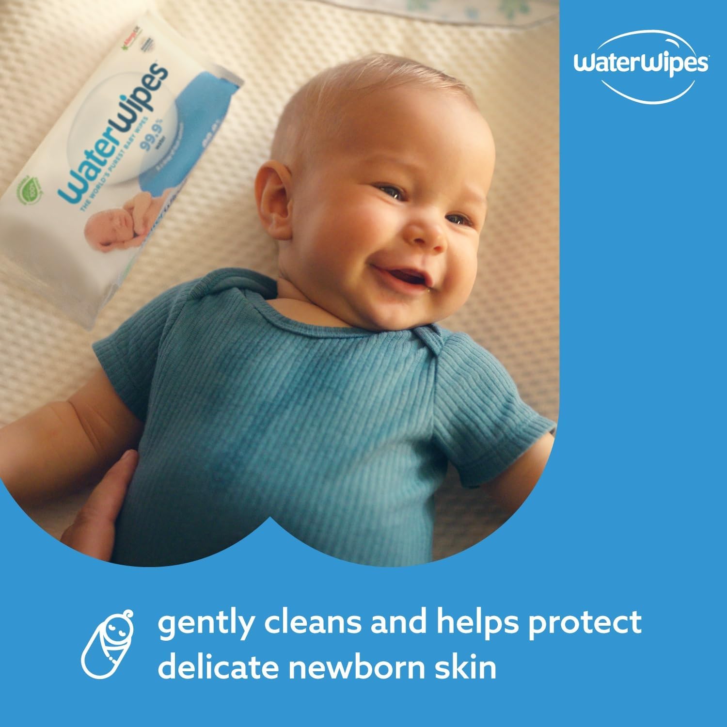 WaterWipes Baby Wipes Sensitive Newborn Biodegradable Unscented, 99.9% Water, 60 Wet Wipes (1 Pack Of 60 Wipes)