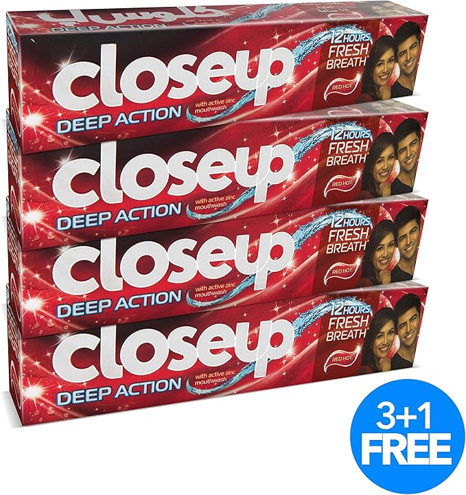 Close Up Toothpaste Red Hot, 120ml, 4piece