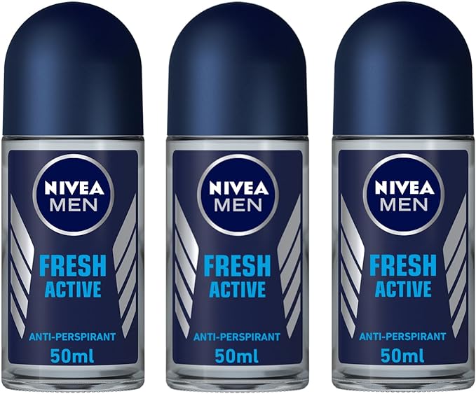 Nivea Fresh Active Deodorant Roll On for Men, 50 Ml pack of 3