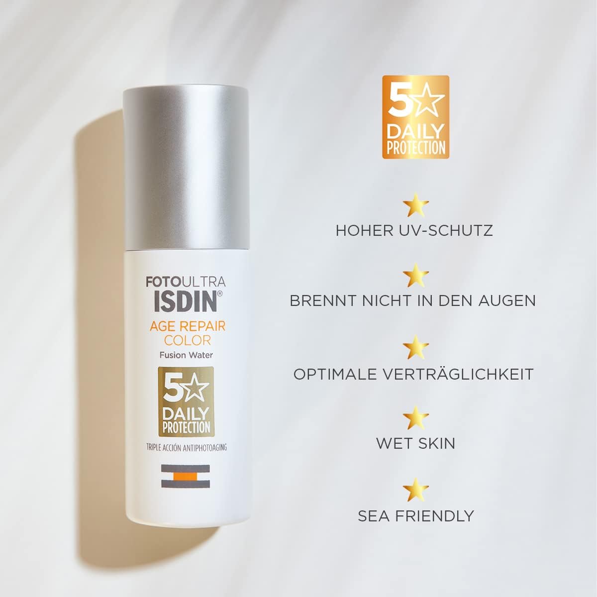 Isdin Fotoultra Age Repair Color Fusion Water Spf 50 - Tinted Facial Sunscreen | Triple Anti-Aging Action | Natural Coverage, 50 Ml