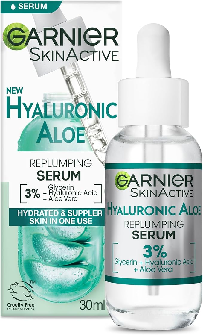 Garnier SkinActive Hyaluronic Aloe Super Serum, Replumps & Hydrates Skin Up to 10 Layers Deep, With 3% Hyaluronic Acid Aloe Vera & Glycerin, 30ml