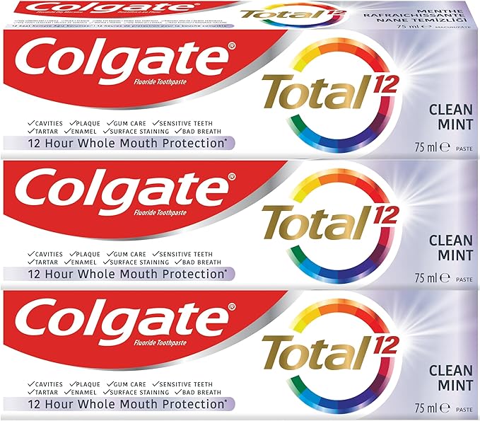 Colgate Total Clean Mint Toothpaste 12 Hour Protection - 3 X 75ml