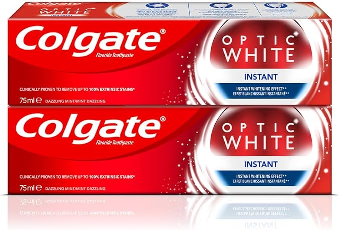 Colgate Optic White Instant Whitening Toothpaste, 75ml (2 Pack)