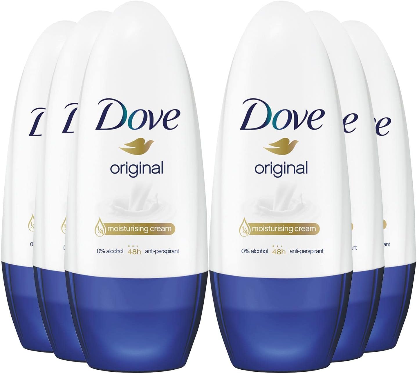 Dove Original roll on Anti-Perspirant Deodorant 48H Alcohol Free 50ml X pack of 6