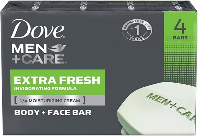 Dove Men Care Body and Face Bar, Extra Fresh 4 oz, 4 Bar