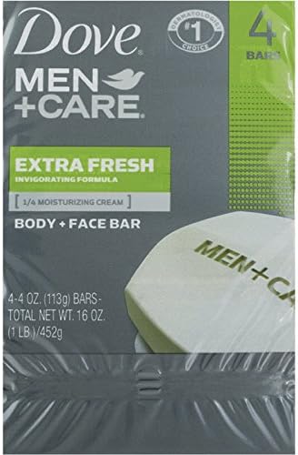 Dove Men Care Body and Face Bar, Extra Fresh 4 oz, 4 Bar