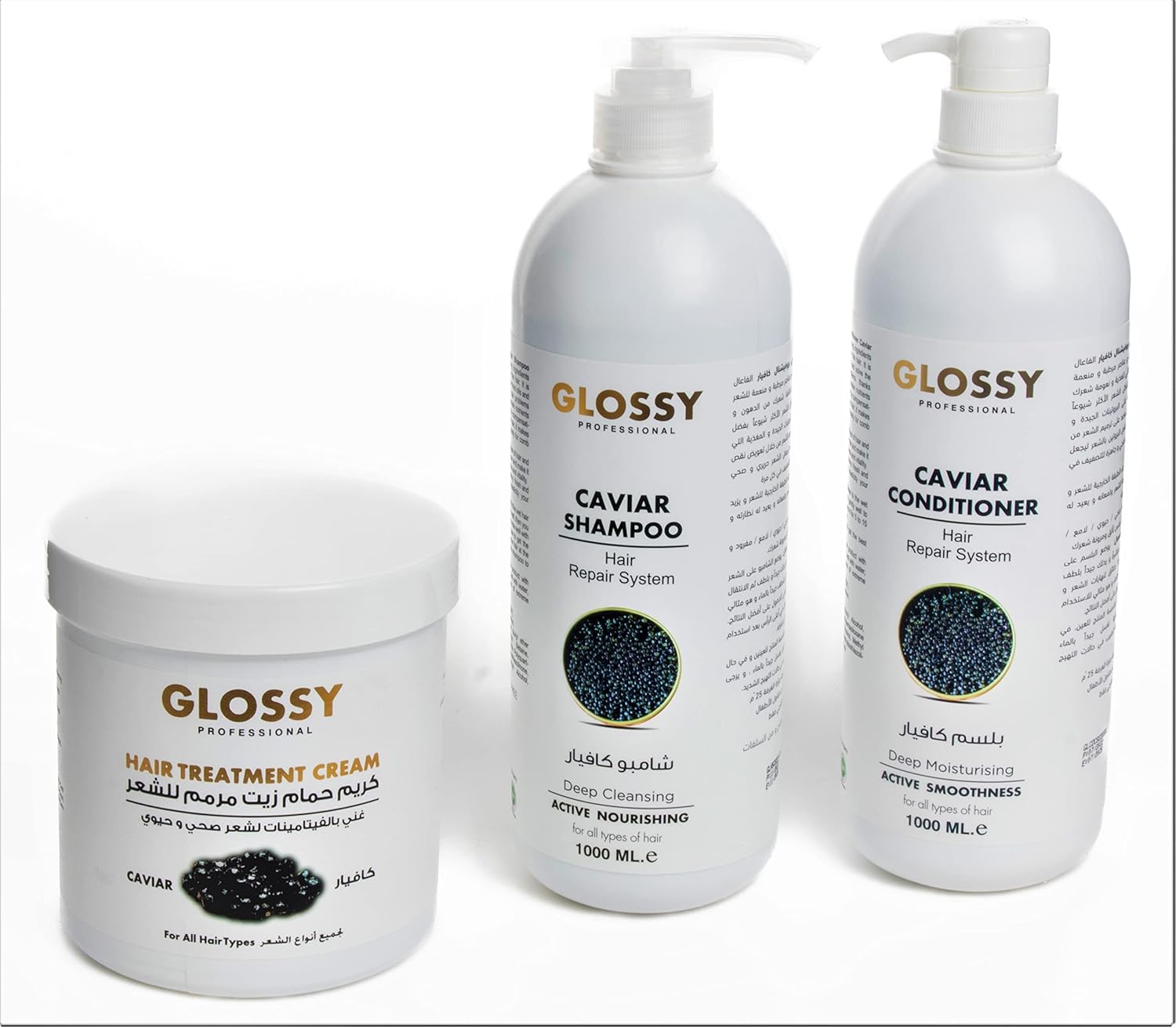 GLOSSY PROFESSIONAL Caviar Shampoo Natural, Sulfate Free, Deep Treatment & Hydrating For Women & Men for Color Treated Hair & After Hair Straightening For Daily Use 1000 Ml