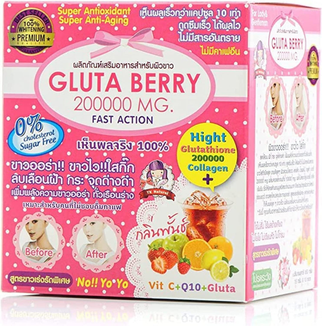 Gluta Berry Drink Punch Whitening Skin Fast Action, 200000 Mg