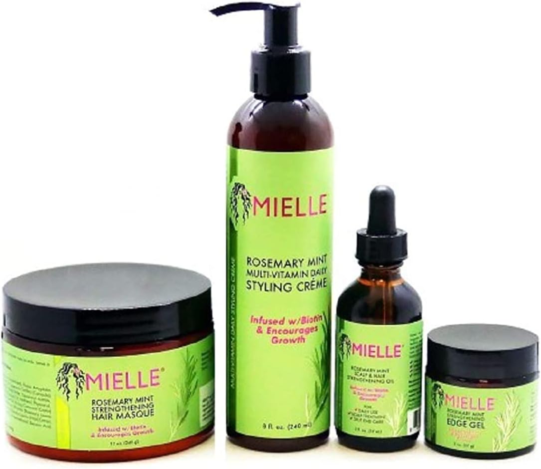 Mielle rosemary mint set of 4, curling cream. oil, masque &edge gel