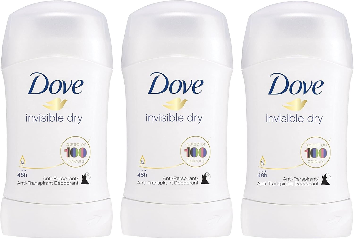 DOVE DEODORANT STICK INVISIBLE DRY WOMEN 40ML - PACK OF 3