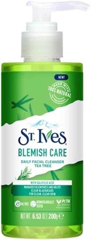 St. Ives Blemish Care Face Wash With 100% Natural Tea Tree Extracts & Salicylic Acid| Unclogs Pores and Removes Impurities, Dirt & Oil 200ml