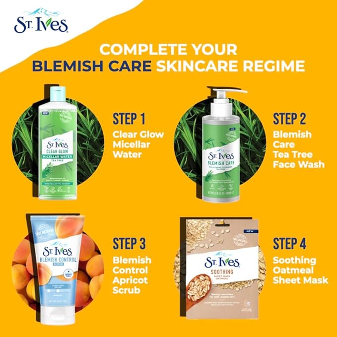 St. Ives Blemish Care Face Wash With 100% Natural Tea Tree Extracts & Salicylic Acid| Unclogs Pores and Removes Impurities, Dirt & Oil 200ml