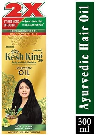 Kesh King Ayurvedic Scalp and Hair Oil, 300ml & Anti Hairfall Shampoo, 340ml Combo