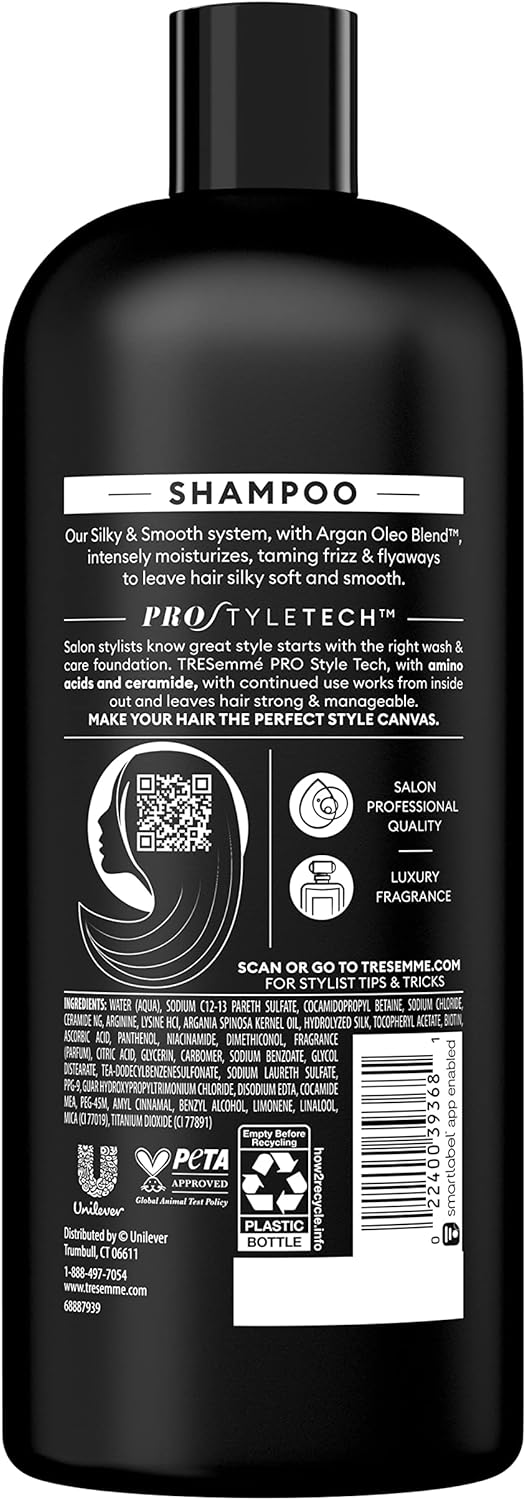 TRESemmé Shampoo Tames and Moisturizes Dry Hair With Moroccan Argan Oil Smooth and Silky For Professional Quality Salon-Healthy Look And Shine, 28 Fl Oz (Pack of 3)