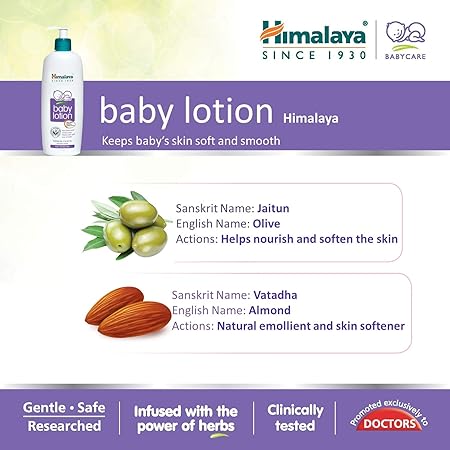 Himalaya Baby Lotion | No Parabens, Dyes & Synthetic Colors is a Quick-Absorbing Daily-Use Lotion -400ml