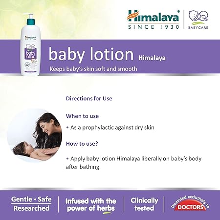 Himalaya Baby Lotion | No Parabens, Dyes & Synthetic Colors is a Quick-Absorbing Daily-Use Lotion -400ml