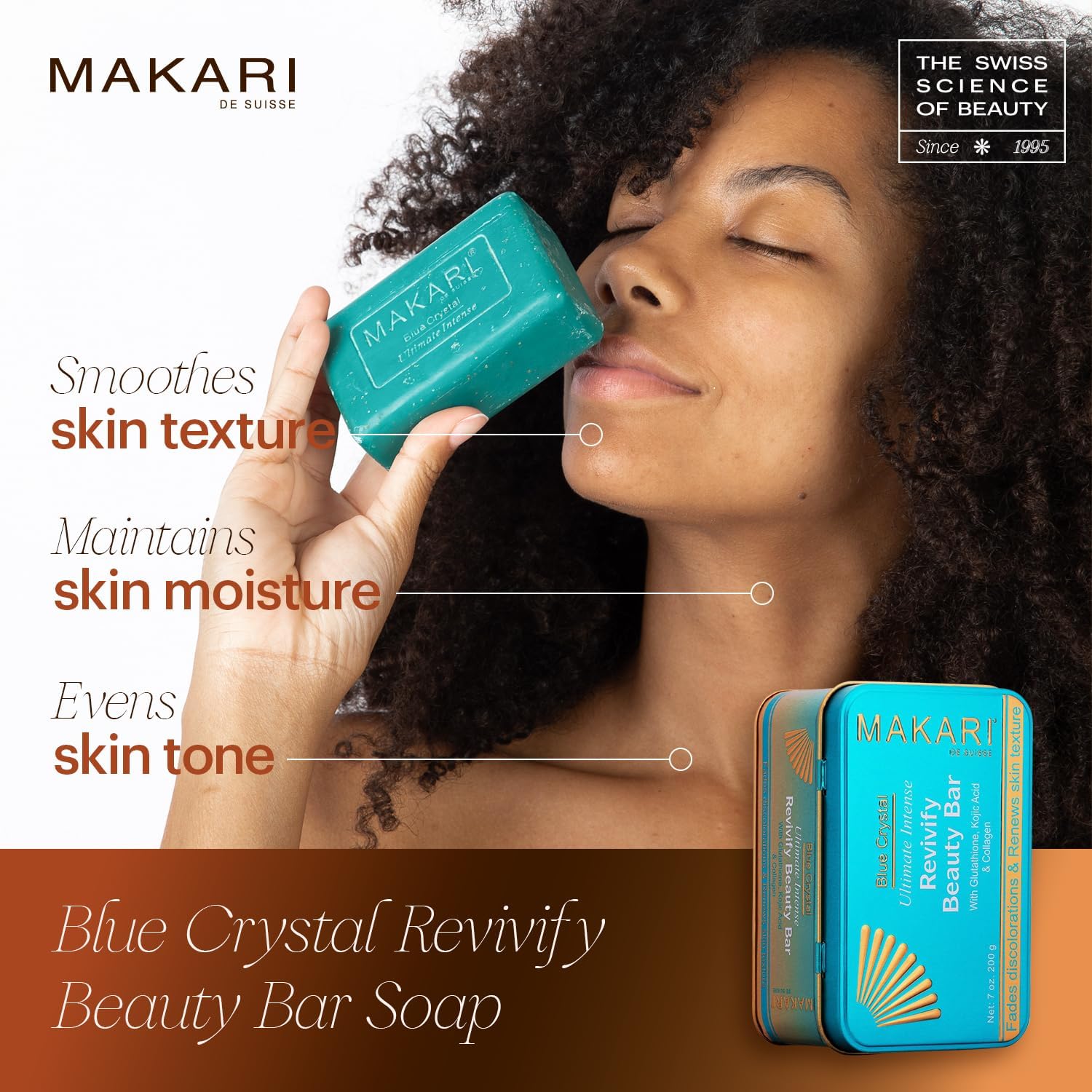 Makari Blue Crystal Revivify Beauty Bar Soap 210ml - Lightening, Brightening Cleansing Exfoliating Soap Bar With Natural Glutathione - Exfoliates Dead Skin And Lightens Dark Complexion