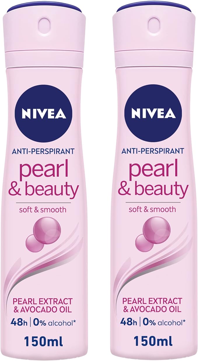 NIVEA Antiperspirant Spray for Women, Pearl & Beauty Pearl Extracts, 2x150ml