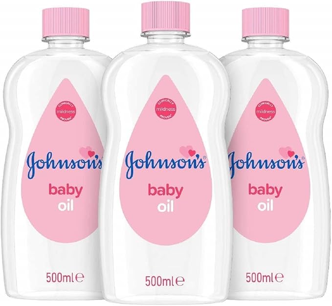 Johnson's Baby Oil, Leaves Skin Soft and Smooth Ideal for Delicate Skin, 500 ml, Pack of 3