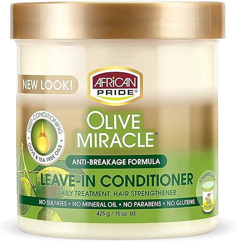 African Pride Olive Miracle Leave-In Conditioner Cream (Pack of 1)