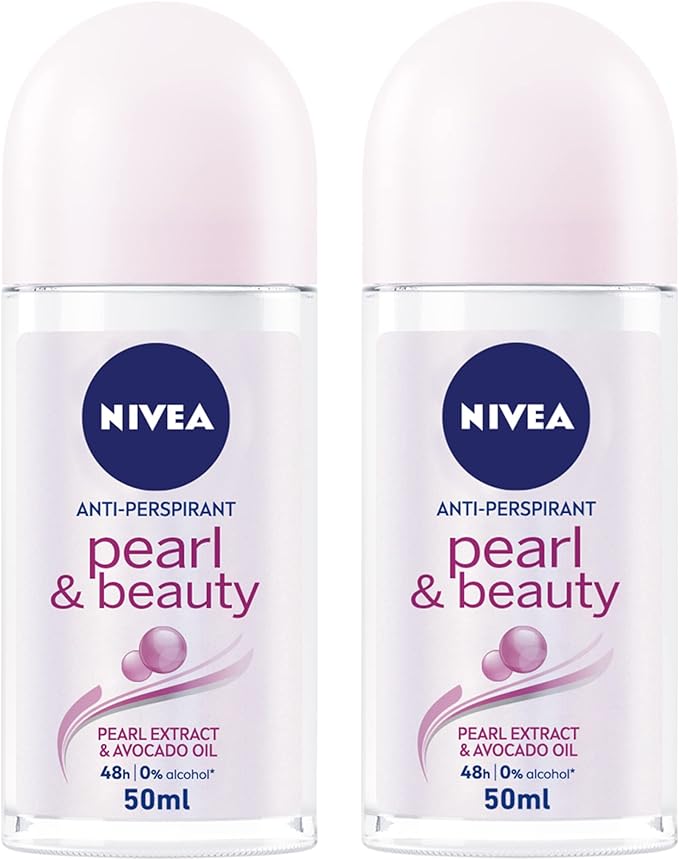 NIVEA Antiperspirant Roll-on for Women, Pearl & Beauty Pearl Extracts, 2x50ml