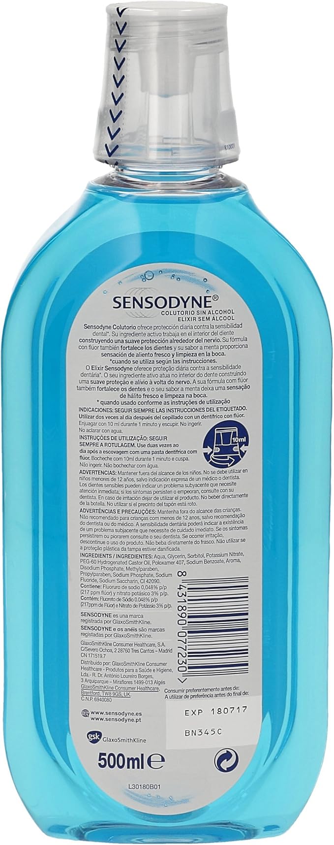 Sensodyne Mouthwash For Sensitive Teeth, Alcohol Free Mouth Wash, Cool Mint Flavour, 500 Ml