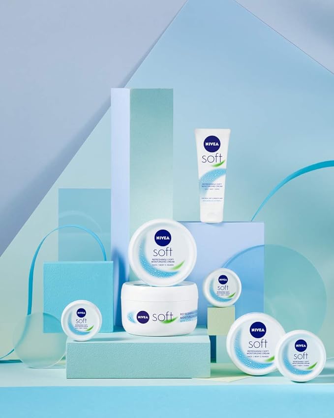 NIVEA Moisturising Cream, Soft Refreshing for Face Body Hands, Fast Absorbing, Jar 2x300ml