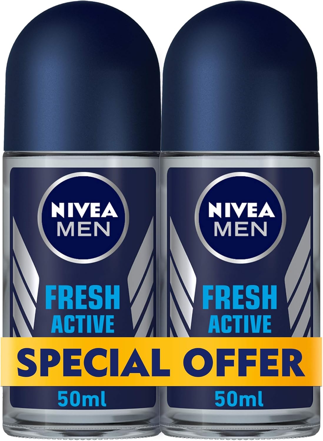 NIVEA, MEN, Deodorant, Fresh Active, Roll-On, 2 x 50 ml