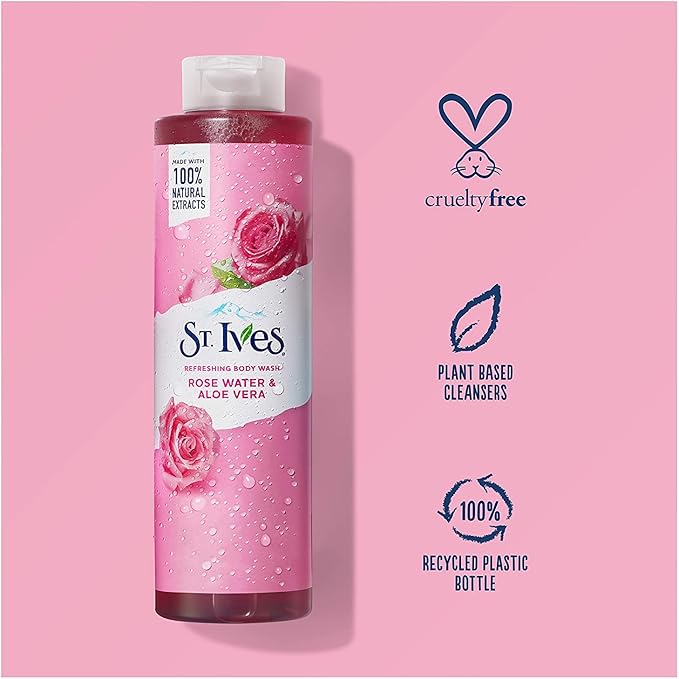 St. Ives Refreshing Body Wash, Rose Water & Aloe Vera, 22 Fluid Ounce (Pack of 2)