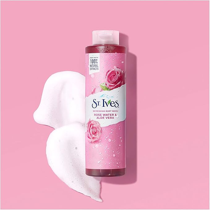 St. Ives Refreshing Body Wash, Rose Water & Aloe Vera, 22 Fluid Ounce (Pack of 2)