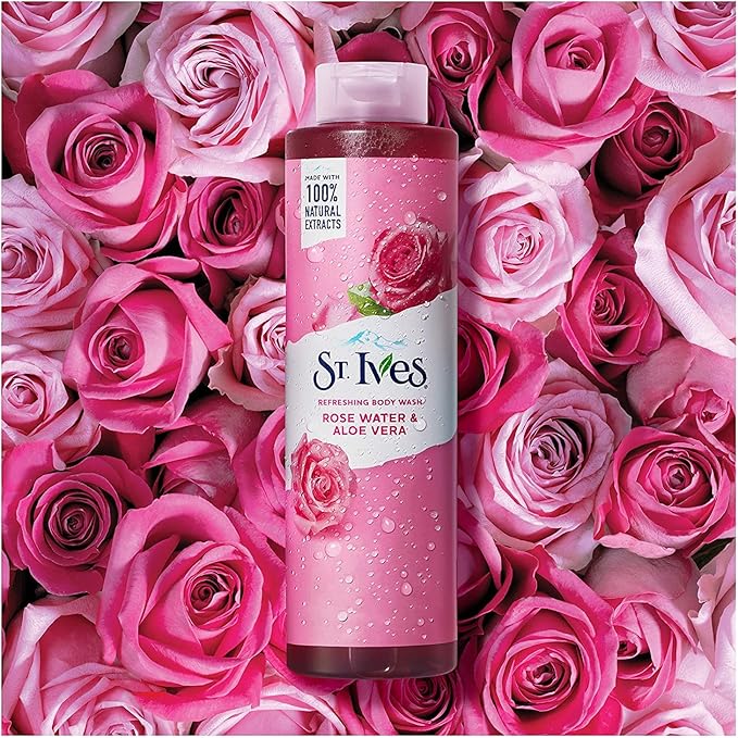 St. Ives Refreshing Body Wash, Rose Water & Aloe Vera, 22 Fluid Ounce (Pack of 2)