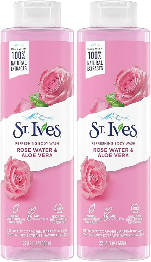 St. Ives Refreshing Body Wash, Rose Water & Aloe Vera, 22 Fluid Ounce (Pack of 2)